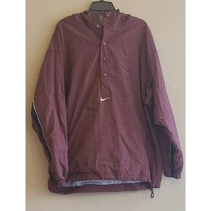 Vtg 90's Nike 1/2 SNAP Center Swoosh Pullover Jersey Lined Hooded Jacket Mens XL